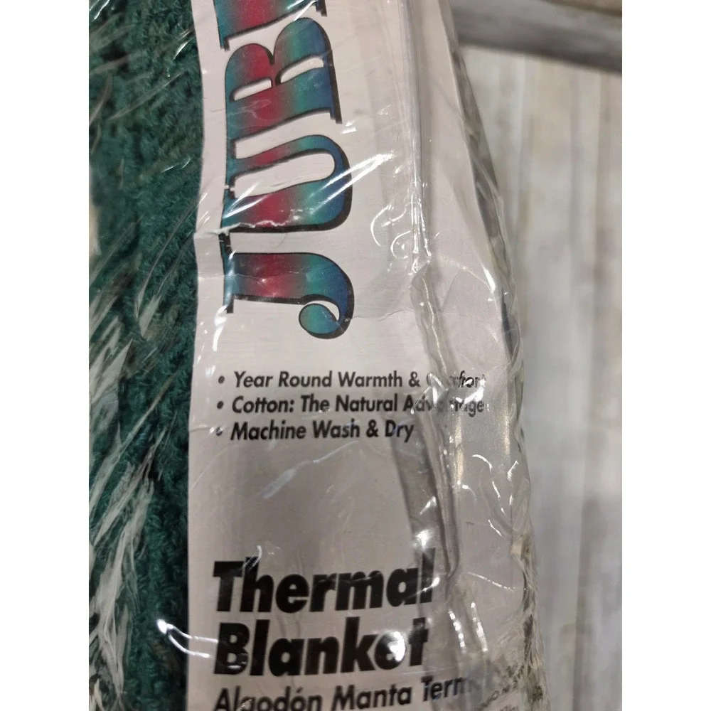 Jubilee Hunter Green Thermal Blanket 100% Cotton Twin Full 72x90 Made in USA NOS